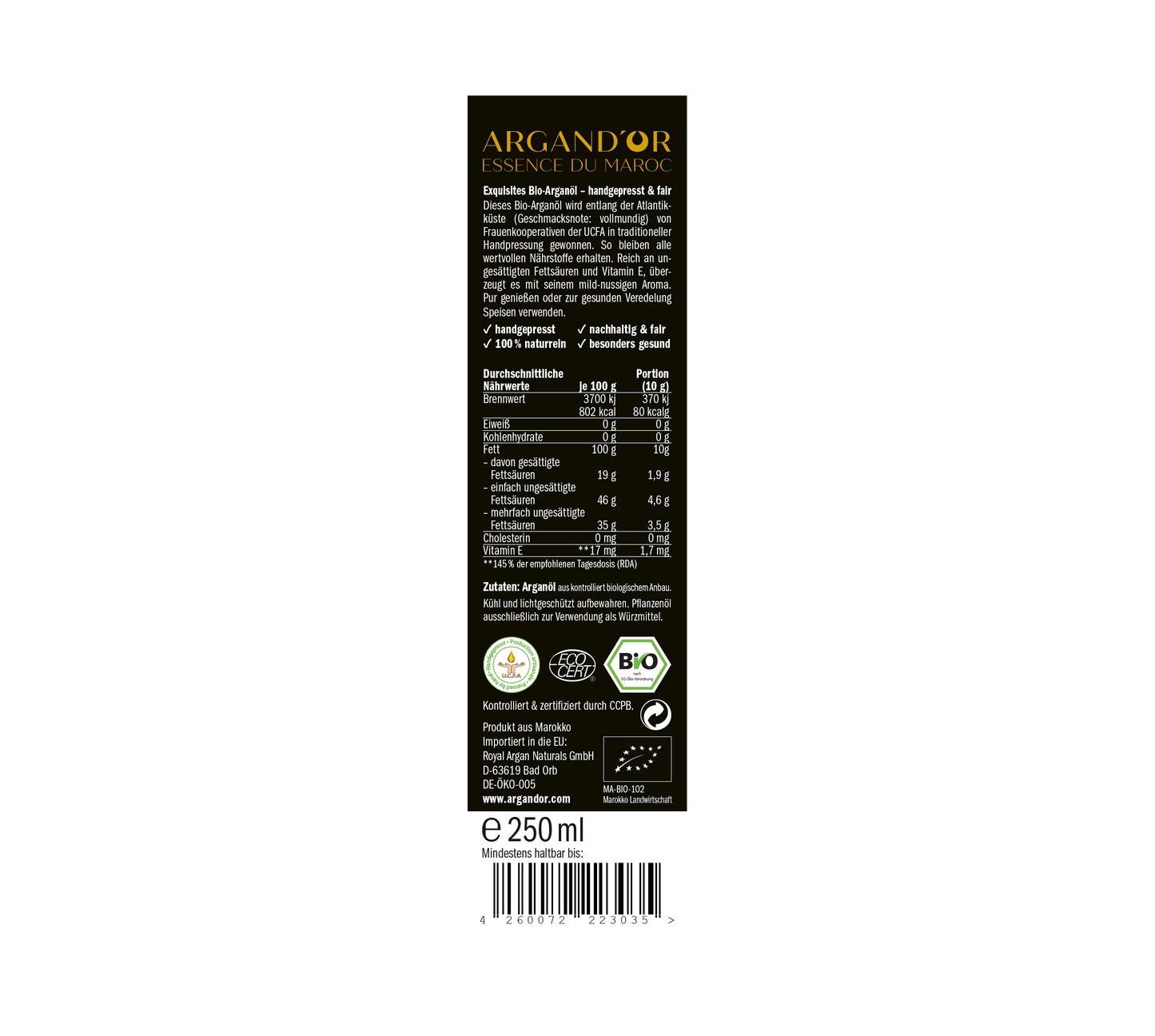 Bio-Arganöl Atlantik geröstet