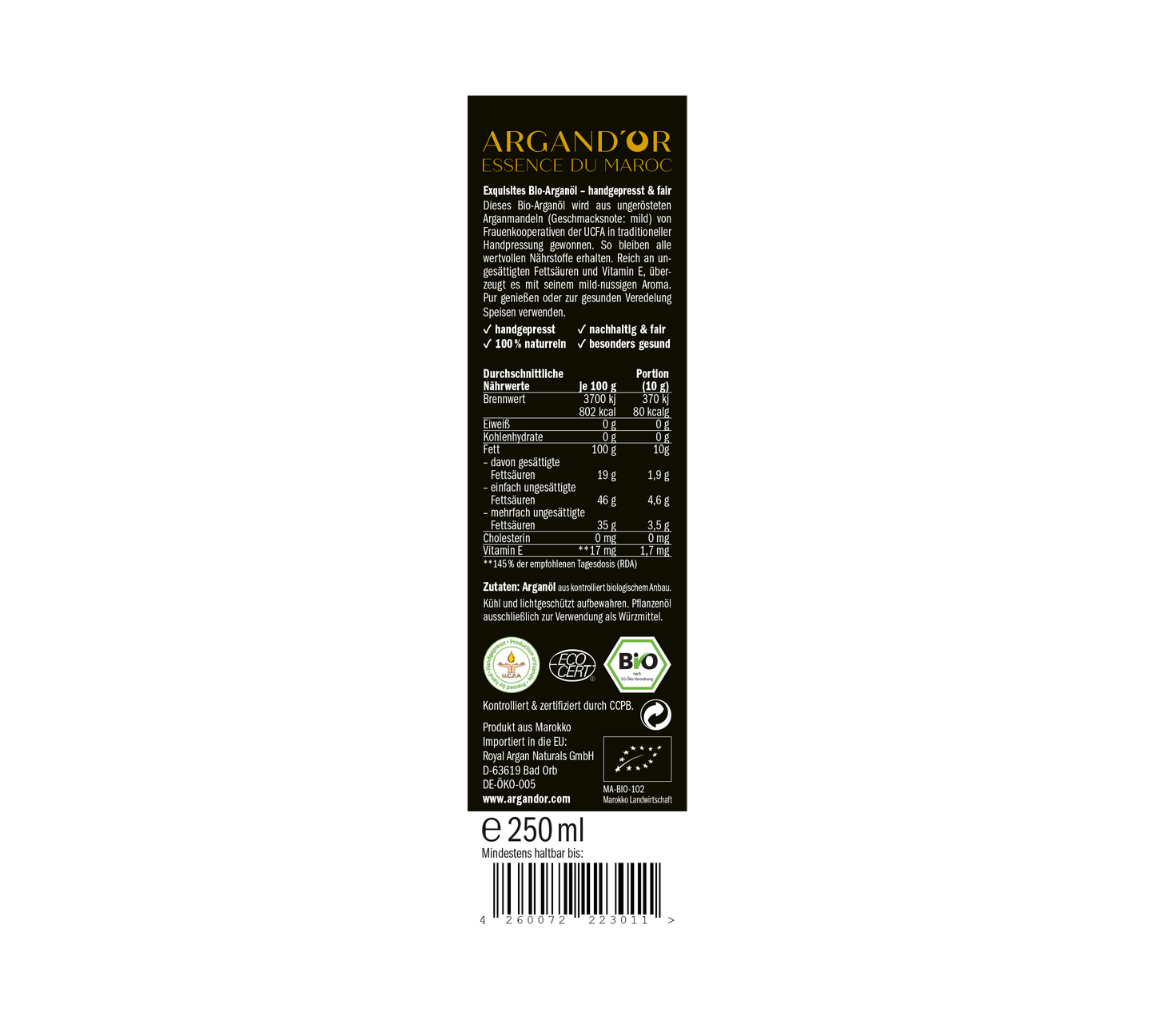 Bio-Arganöl ungeröstet