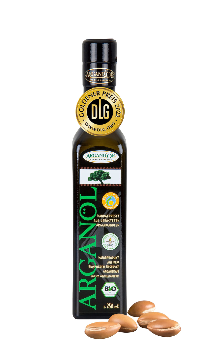 ARGAND'OR - Bio-Arganöl Klassik Premium | Geröstetes Gourmet-Speiseöl mit mildem, nussigem Geschmack aus kontrolliert biologischem Anbau. Ideal zum Verfeinern von Speisen. | Inhalt: 250ml