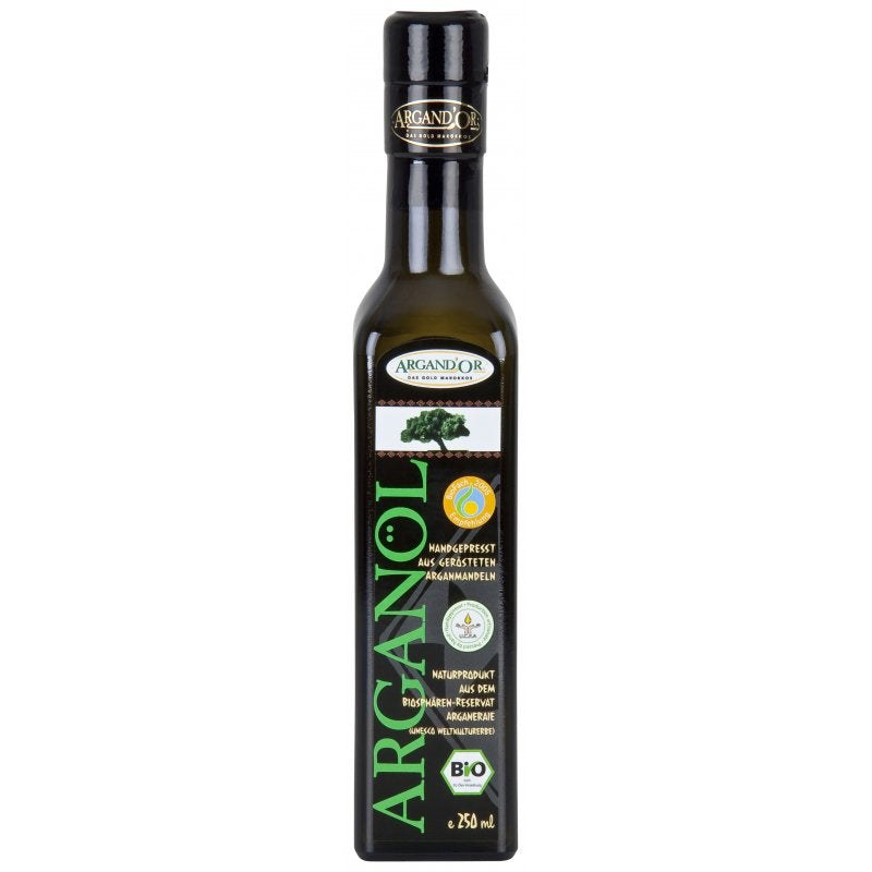 ARGAND'OR - Bio-Arganöl Klassik Premium | Geröstetes Gourmet-Speiseöl mit mildem, nussigem Geschmack aus kontrolliert biologischem Anbau. Ideal zum Verfeinern von Speisen. | Inhalt: 250ml